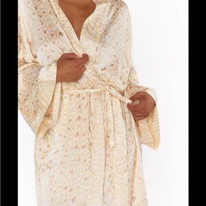 Show Me Your MuMu Cream Wrap Robe with Shawl Collar